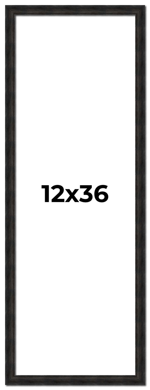 12x36 Thin Barnwood Picture Frame with UV-Resistant Acrylic & Acid Free Backing, Available in 2 Paint Finishes - Grey and Black